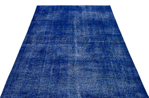 Blue Over Dyed Vintage Rug 5'3'' x 8'10'' ft 160 x 270 cm