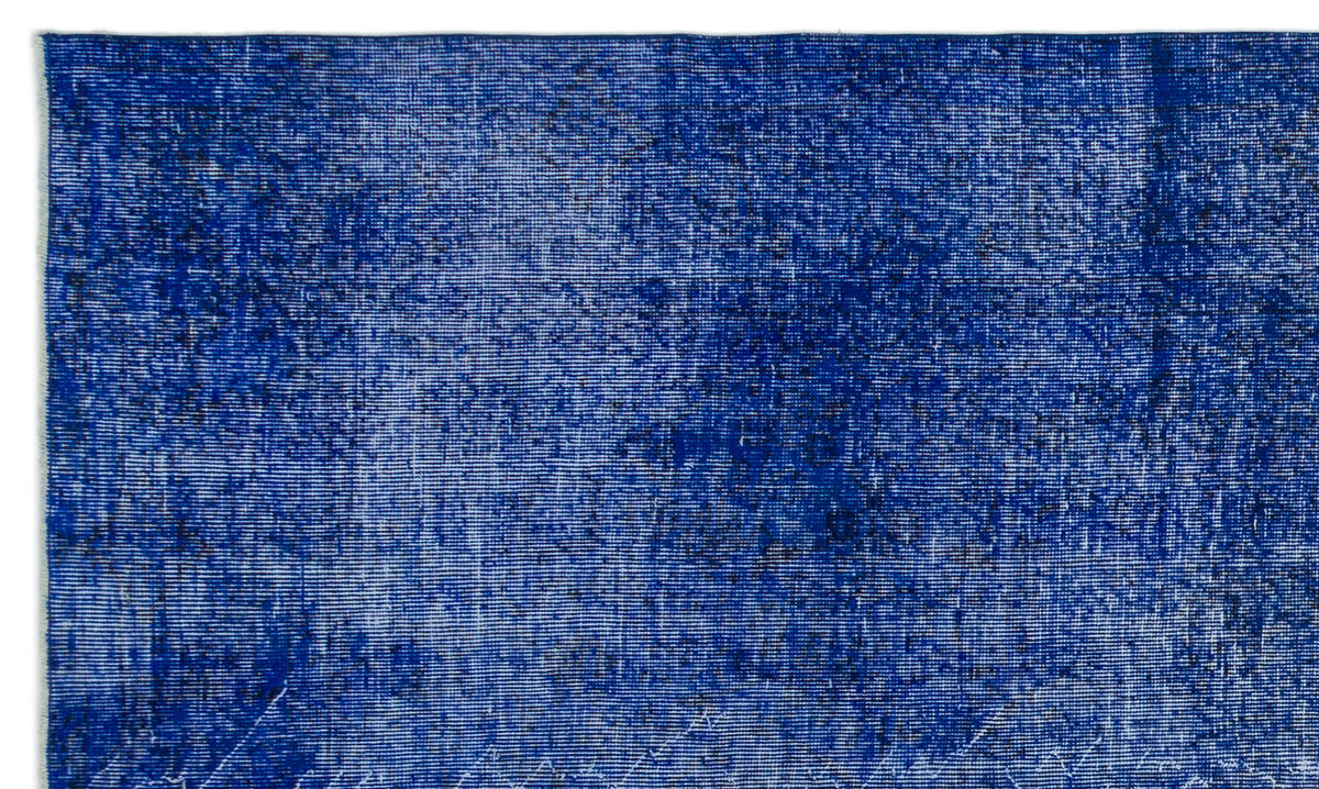 Blue Over Dyed Vintage Rug 5&#39;3&#39;&#39; x 8&#39;10&#39;&#39; ft 160 x 270 cm