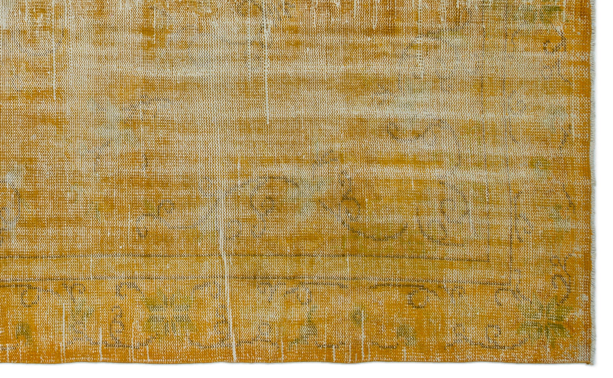 Yellow Over Dyed Vintage Rug 5&#39;10&#39;&#39; x 9&#39;2&#39;&#39; ft 177 x 280 cm