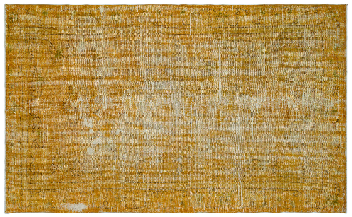Yellow Over Dyed Vintage Rug 5&#39;10&#39;&#39; x 9&#39;2&#39;&#39; ft 177 x 280 cm