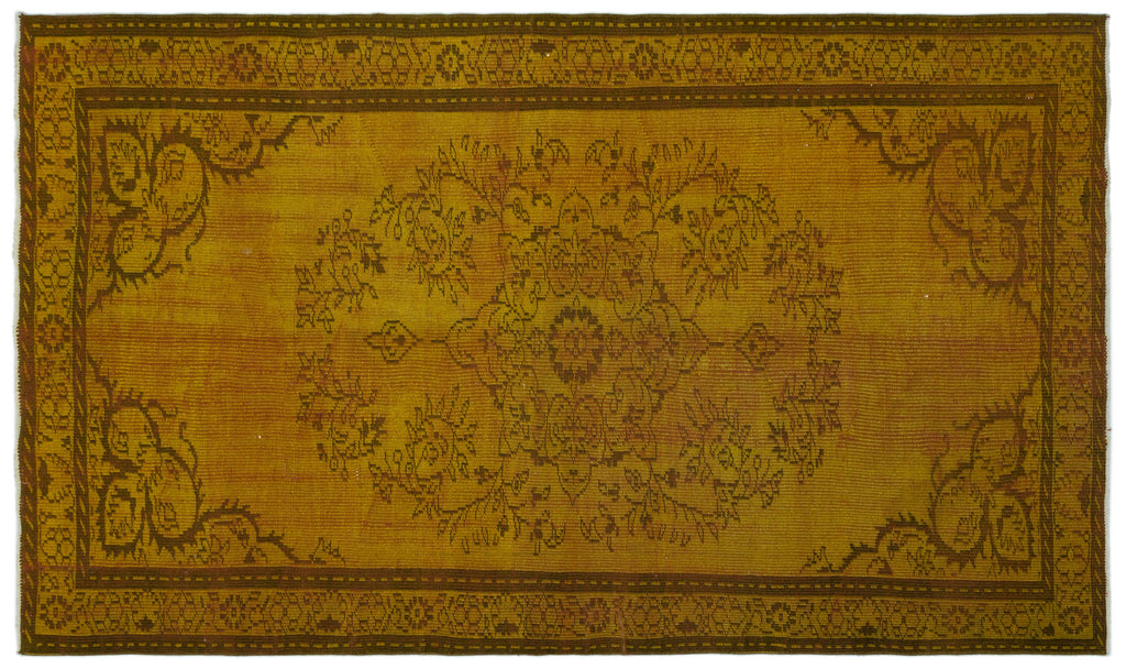 Yellow Over Dyed Vintage Rug 4'11'' x 8'6'' ft 150 x 260 cm