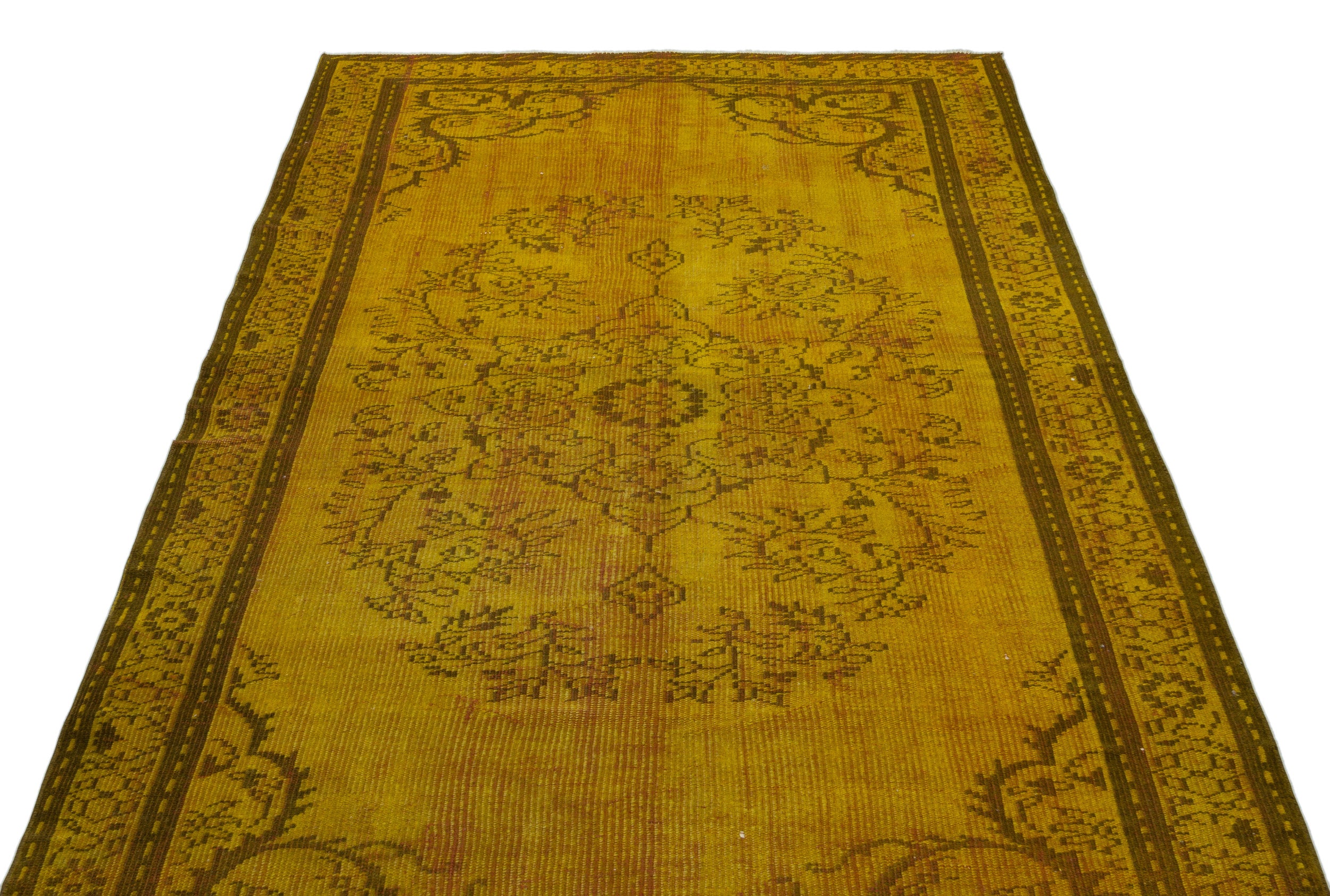 Yellow Over Dyed Vintage Rug 4'11'' x 8'6'' ft 150 x 260 cm