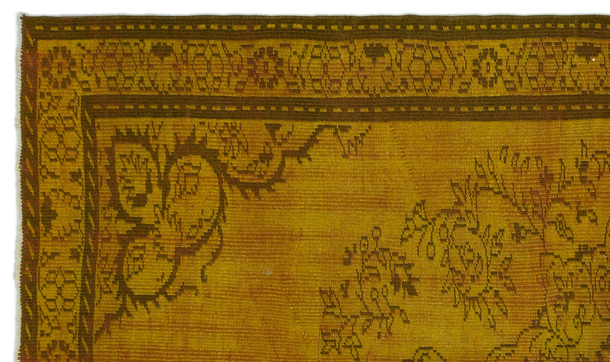 Yellow Over Dyed Vintage Rug 4&#39;11&#39;&#39; x 8&#39;6&#39;&#39; ft 150 x 260 cm