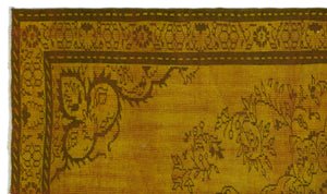 Yellow Over Dyed Vintage Rug 4'11'' x 8'6'' ft 150 x 260 cm