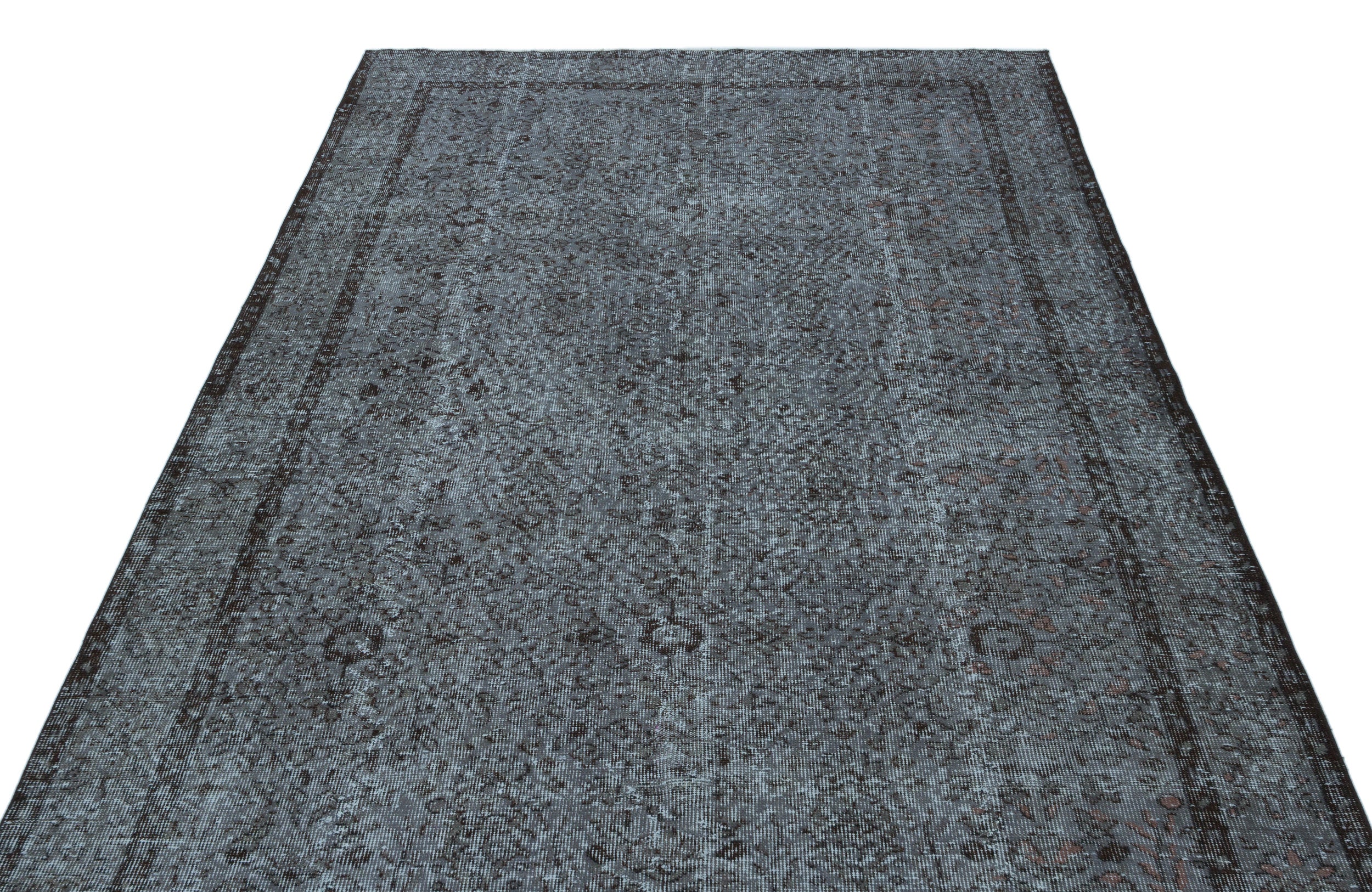 Gray Over Dyed Vintage Rug 5'6'' x 9'8'' ft 168 x 295 cm