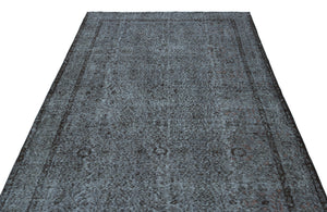 Gray Over Dyed Vintage Rug 5'6'' x 9'8'' ft 168 x 295 cm