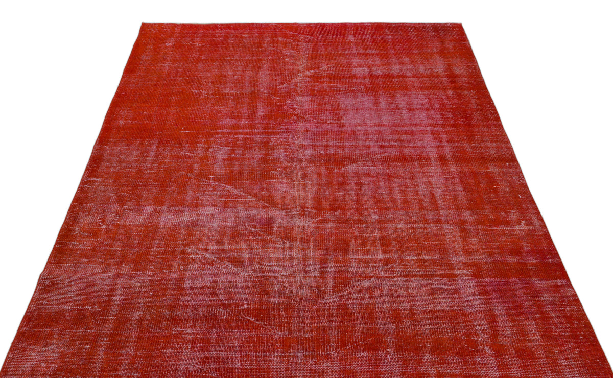 Red Over Dyed Vintage Rug 5&#39;5&#39;&#39; x 8&#39;5&#39;&#39; ft 166 x 257 cm