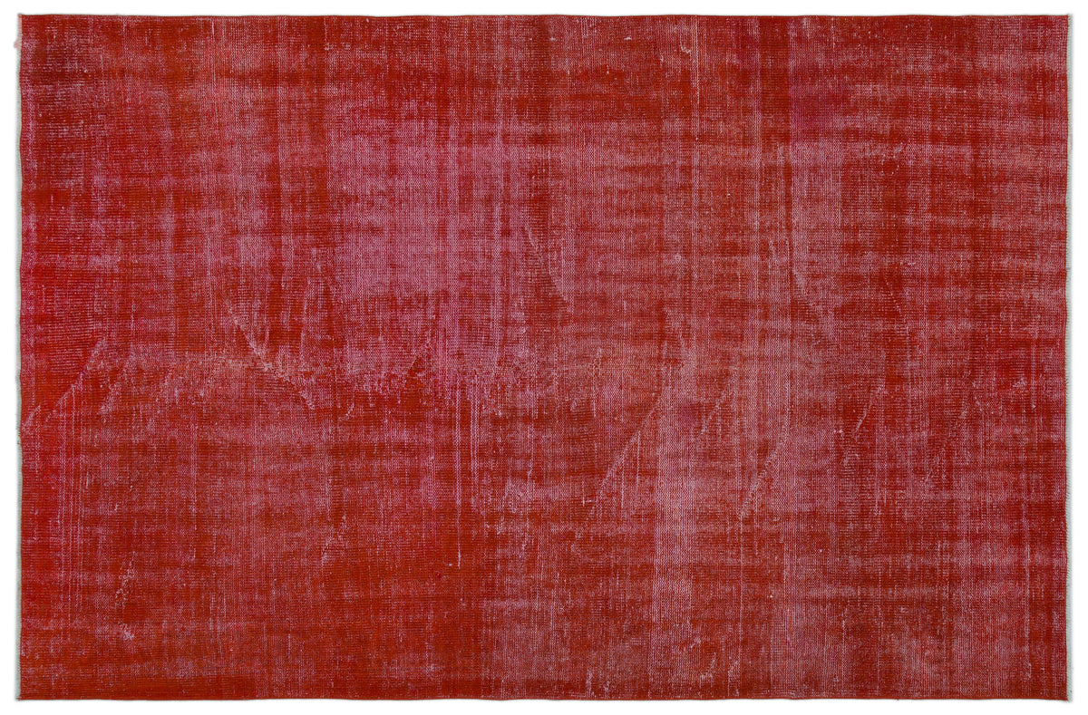 Red Over Dyed Vintage Rug 5&#39;5&#39;&#39; x 8&#39;5&#39;&#39; ft 166 x 257 cm