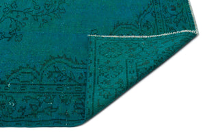 Turquoise  Over Dyed Vintage Rug 5'5'' x 8'6'' ft 164 x 259 cm
