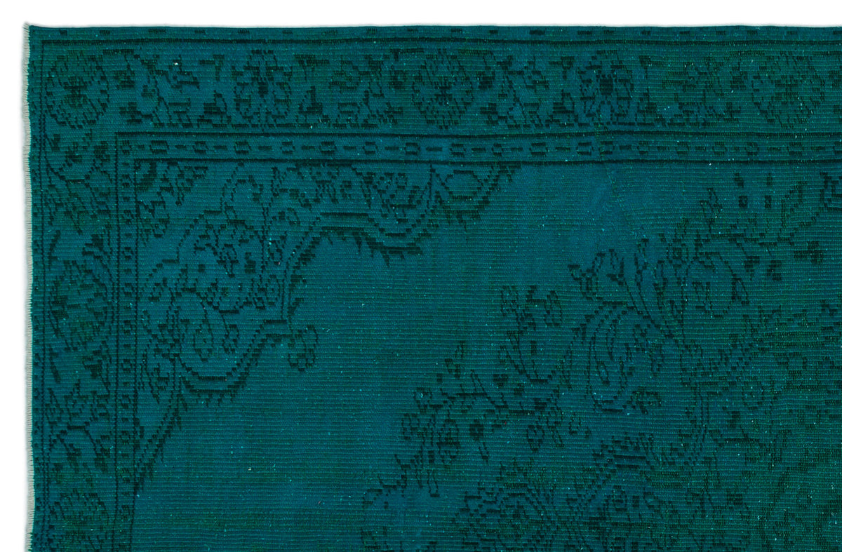 Turquoise  Over Dyed Vintage Rug 5&#39;5&#39;&#39; x 8&#39;6&#39;&#39; ft 164 x 259 cm