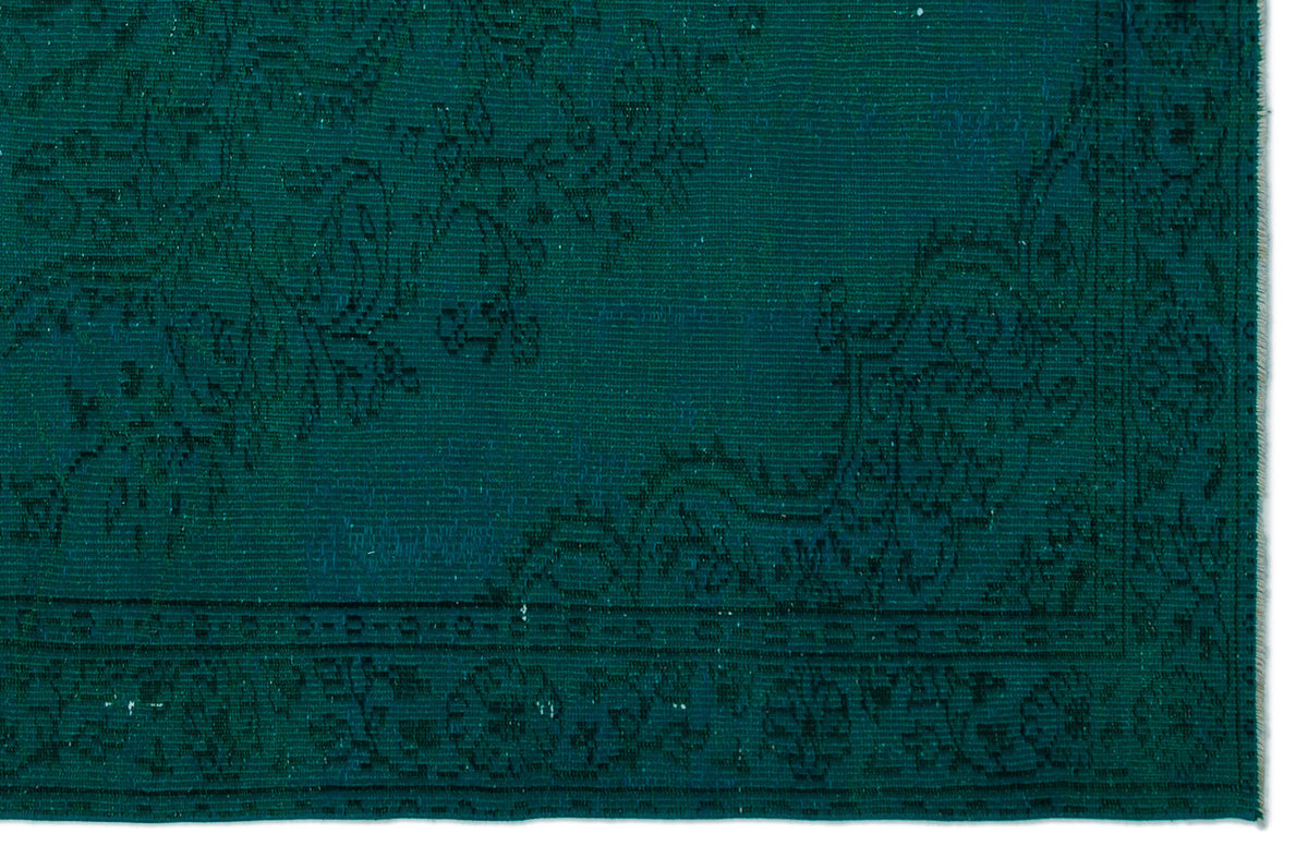 Turquoise  Over Dyed Vintage Rug 5&#39;5&#39;&#39; x 8&#39;6&#39;&#39; ft 164 x 259 cm