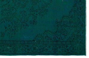 Turquoise  Over Dyed Vintage Rug 5'5'' x 8'6'' ft 164 x 259 cm