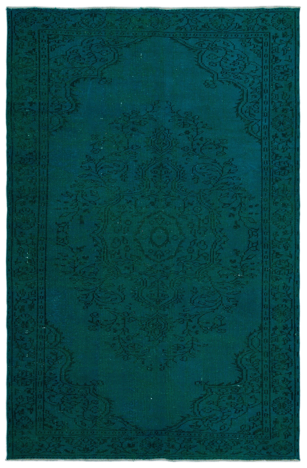 Turquoise  Over Dyed Vintage Rug 5&#39;5&#39;&#39; x 8&#39;6&#39;&#39; ft 164 x 259 cm