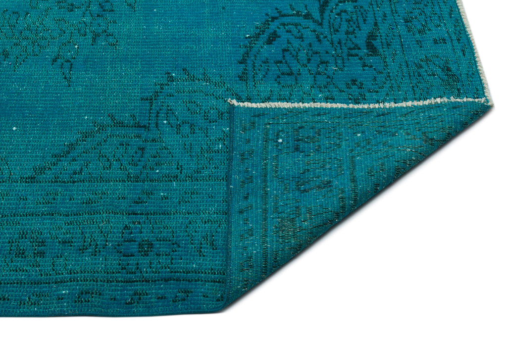 Turquoise  Over Dyed Vintage Rug 5'10'' x 8'7'' ft 178 x 262 cm