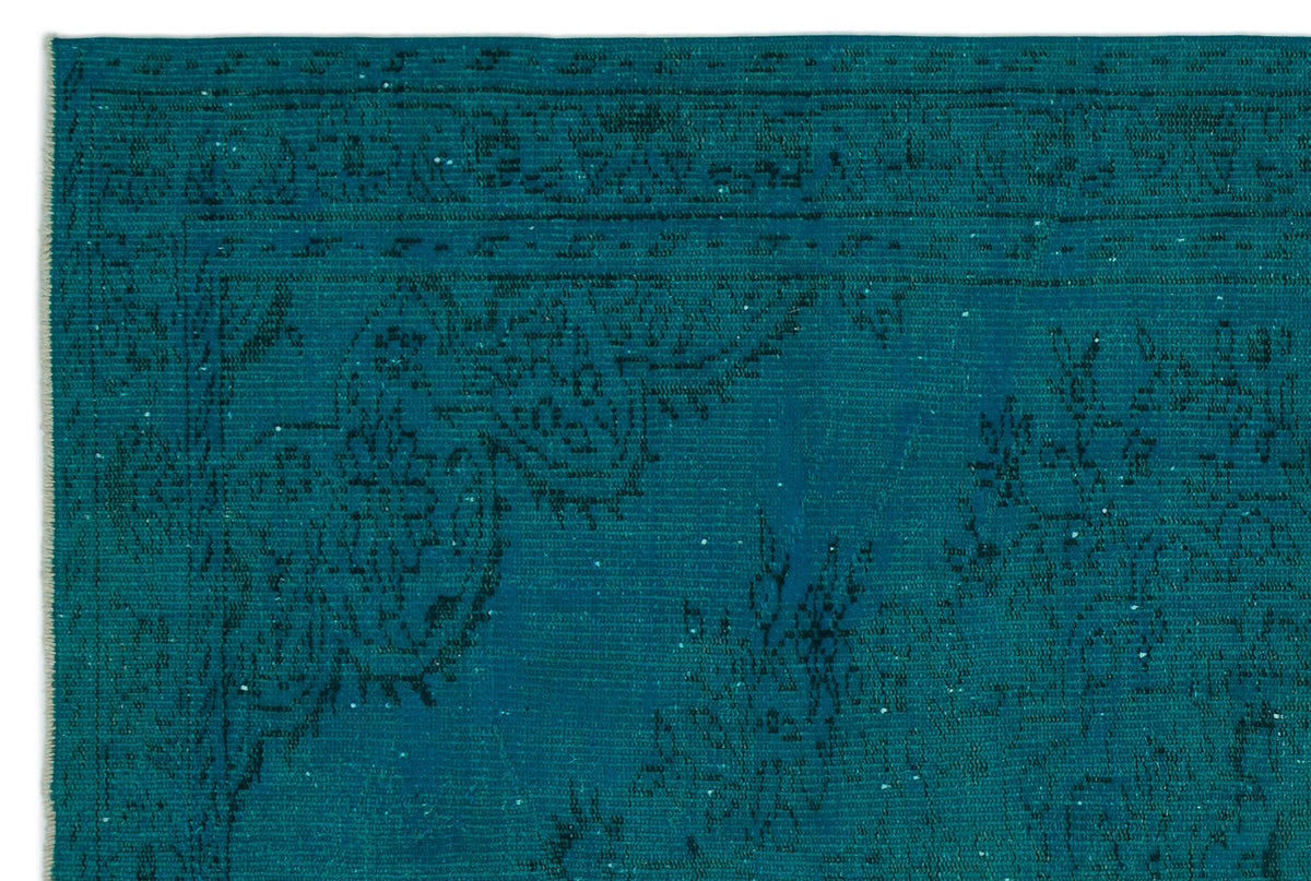 Turquoise  Over Dyed Vintage Rug 5&#39;10&#39;&#39; x 8&#39;7&#39;&#39; ft 178 x 262 cm