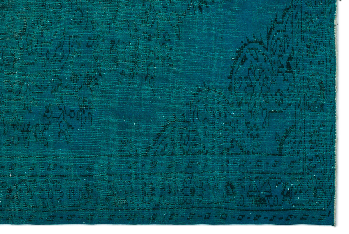Turquoise  Over Dyed Vintage Rug 5&#39;10&#39;&#39; x 8&#39;7&#39;&#39; ft 178 x 262 cm