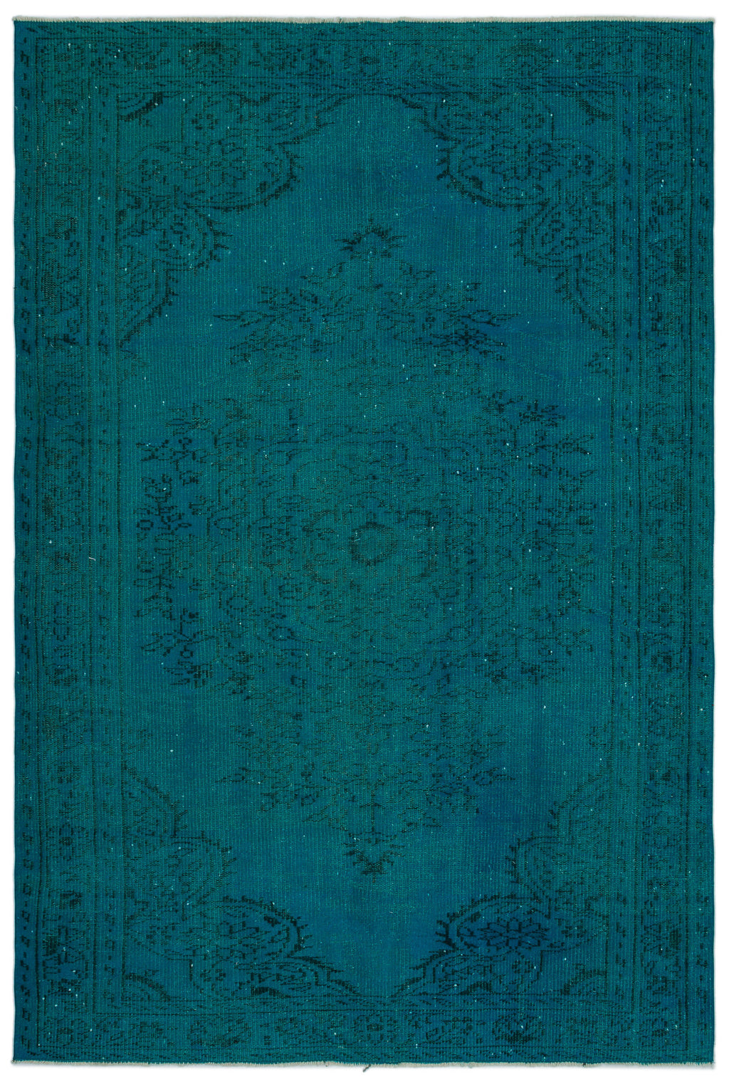 Turquoise  Over Dyed Vintage Rug 5'10'' x 8'7'' ft 178 x 262 cm
