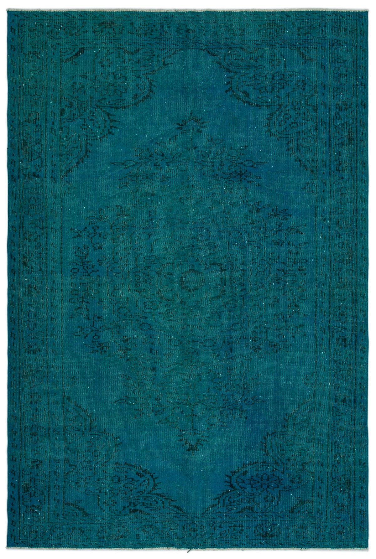Turquoise  Over Dyed Vintage Rug 5&#39;10&#39;&#39; x 8&#39;7&#39;&#39; ft 178 x 262 cm