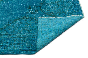 Turquoise  Over Dyed Vintage Rug 5'8'' x 9'7'' ft 172 x 291 cm