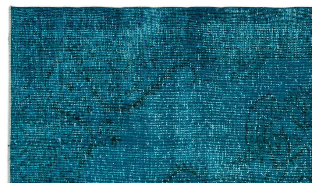 Turquoise  Over Dyed Vintage Rug 5'8'' x 9'7'' ft 172 x 291 cm