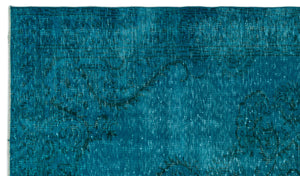 Turquoise  Over Dyed Vintage Rug 5'8'' x 9'7'' ft 172 x 291 cm