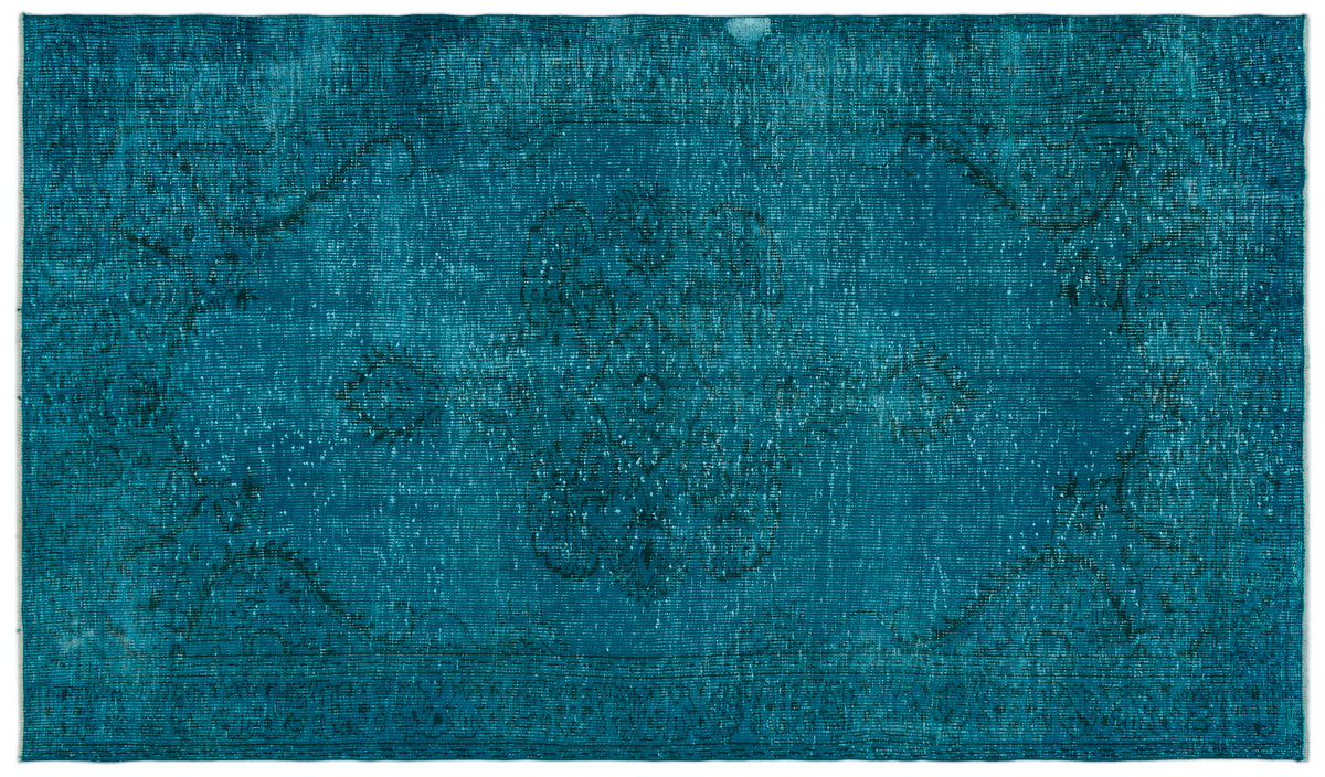 Turquoise  Over Dyed Vintage Rug 5&#39;8&#39;&#39; x 9&#39;7&#39;&#39; ft 172 x 291 cm