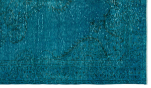 Turquoise  Over Dyed Vintage Rug 5'8'' x 9'7'' ft 172 x 291 cm