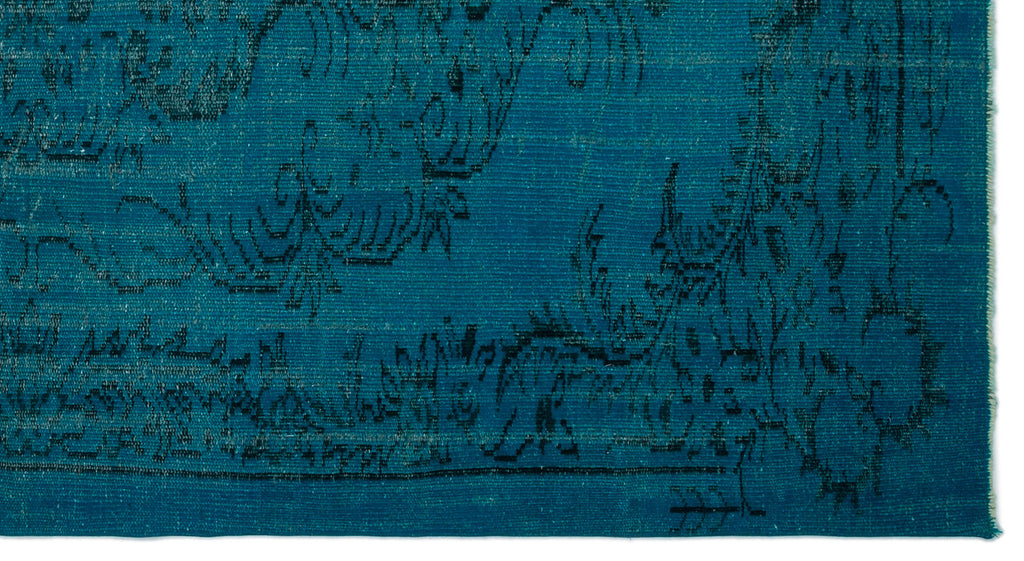 Turquoise  Over Dyed Vintage Rug 4'9'' x 8'9'' ft 144 x 266 cm