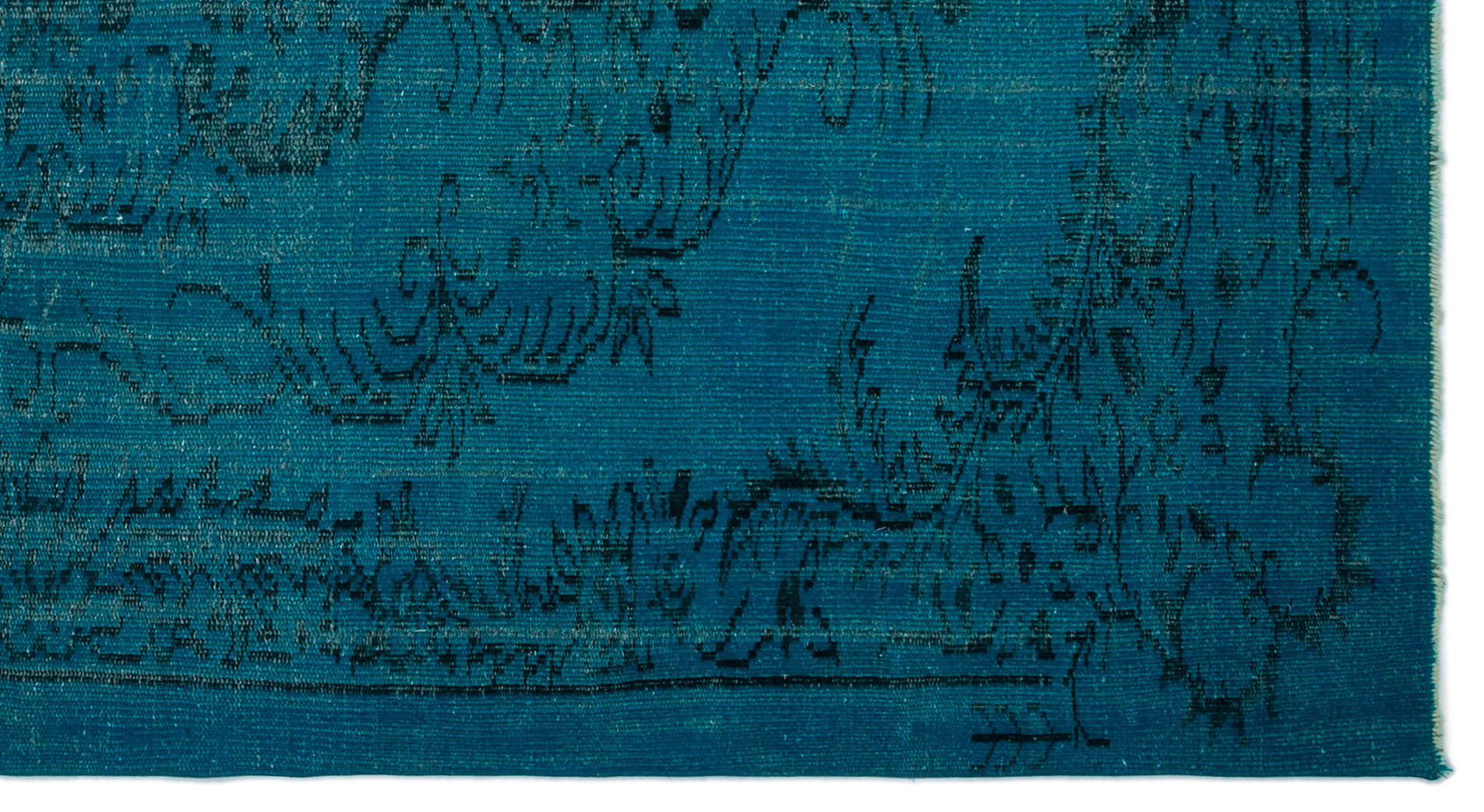 Turquoise  Over Dyed Vintage Rug 4'9'' x 8'9'' ft 144 x 266 cm