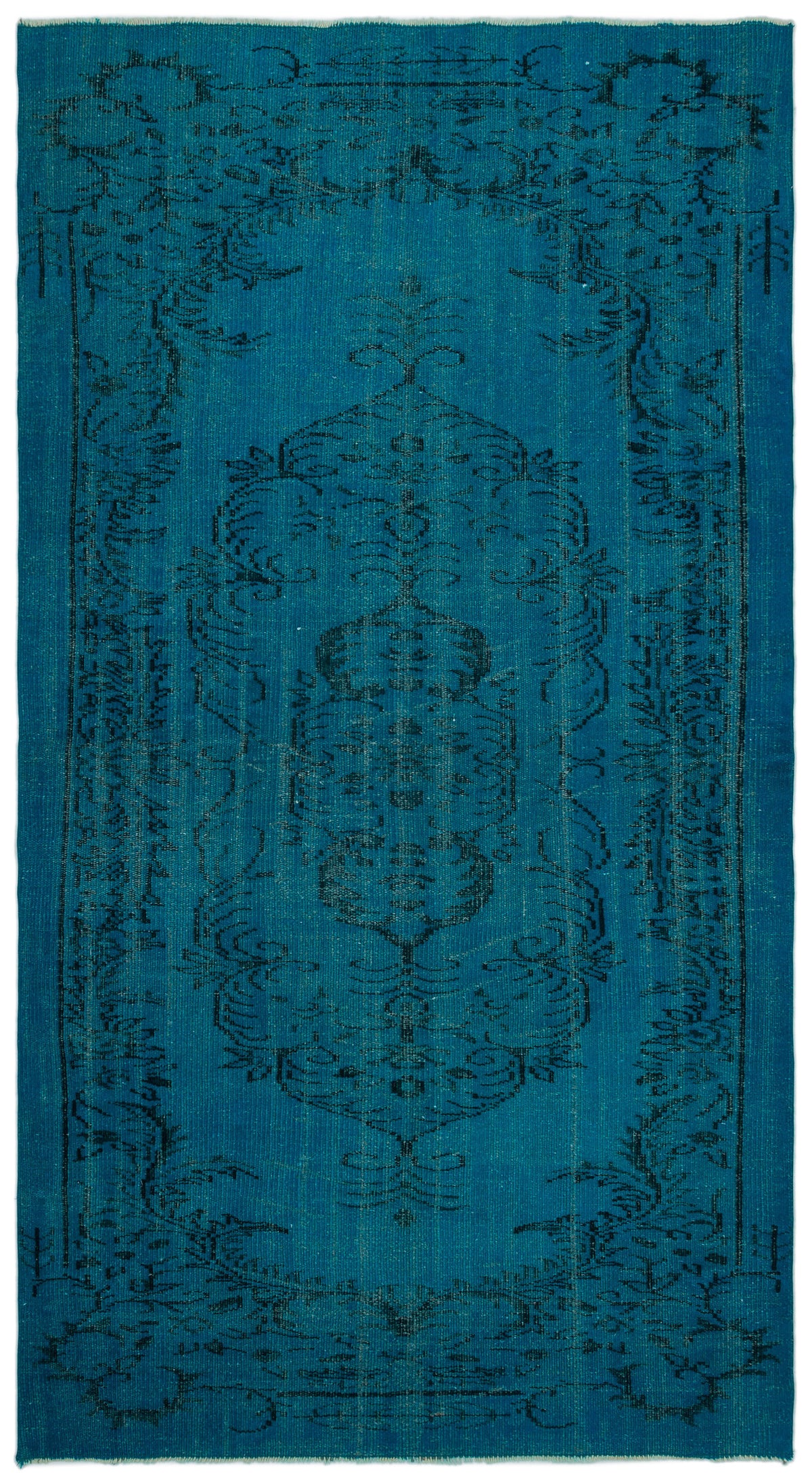 Turquoise  Over Dyed Vintage Rug 4&#39;9&#39;&#39; x 8&#39;9&#39;&#39; ft 144 x 266 cm