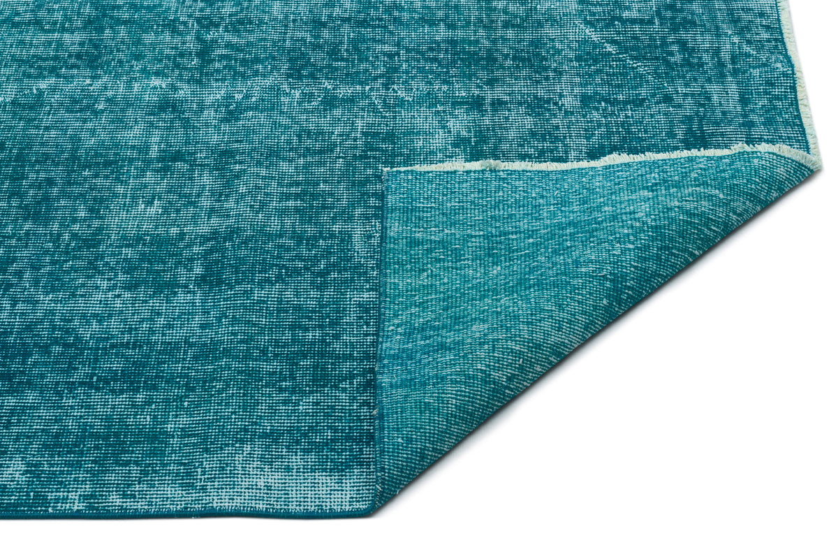 Turquoise  Over Dyed Vintage Rug 5&#39;0&#39;&#39; x 8&#39;4&#39;&#39; ft 153 x 254 cm