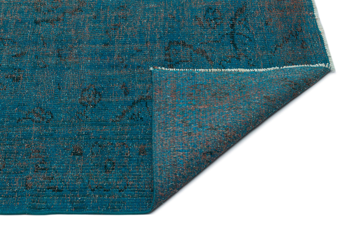Turquoise  Over Dyed Vintage Rug 5&#39;4&#39;&#39; x 8&#39;6&#39;&#39; ft 162 x 260 cm