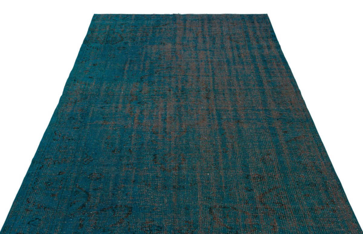 Turquoise  Over Dyed Vintage Rug 5&#39;4&#39;&#39; x 8&#39;6&#39;&#39; ft 162 x 260 cm