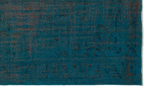 Turquoise  Over Dyed Vintage Rug 5'4'' x 8'6'' ft 162 x 260 cm