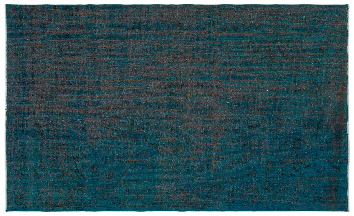Turquoise  Over Dyed Vintage Rug 5&#39;4&#39;&#39; x 8&#39;6&#39;&#39; ft 162 x 260 cm
