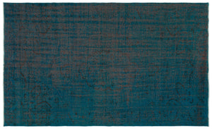 Turquoise  Over Dyed Vintage Rug 5'4'' x 8'6'' ft 162 x 260 cm