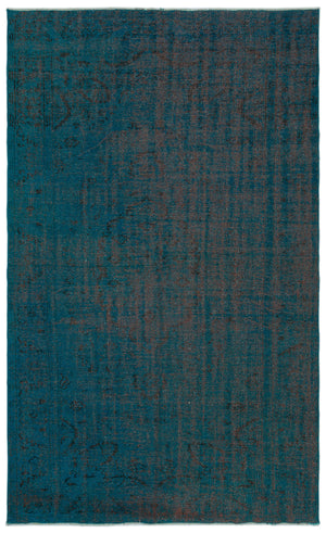 Turquoise  Over Dyed Vintage Rug 5'4'' x 8'6'' ft 162 x 260 cm