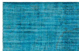 Turquoise  Over Dyed Vintage Rug 6'0'' x 9'3'' ft 184 x 282 cm