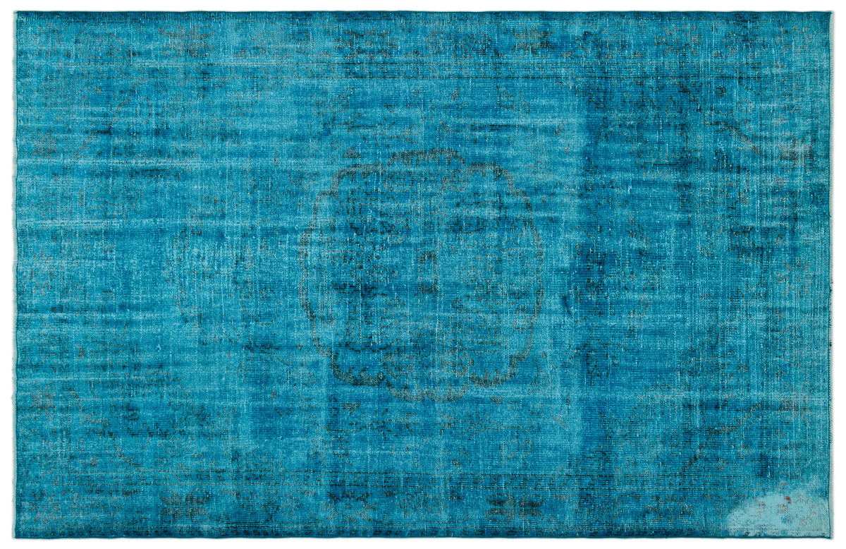 Turquoise  Over Dyed Vintage Rug 6&#39;0&#39;&#39; x 9&#39;3&#39;&#39; ft 184 x 282 cm