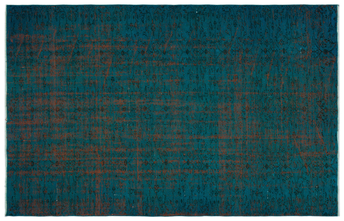 Turquoise  Over Dyed Vintage Rug 5&#39;2&#39;&#39; x 7&#39;11&#39;&#39; ft 158 x 241 cm