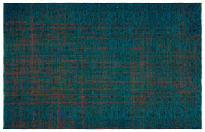 Turquoise  Over Dyed Vintage Rug 5'2'' x 7'11'' ft 158 x 241 cm