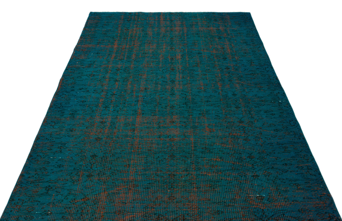 Turquoise  Over Dyed Vintage Rug 5&#39;2&#39;&#39; x 7&#39;11&#39;&#39; ft 158 x 241 cm