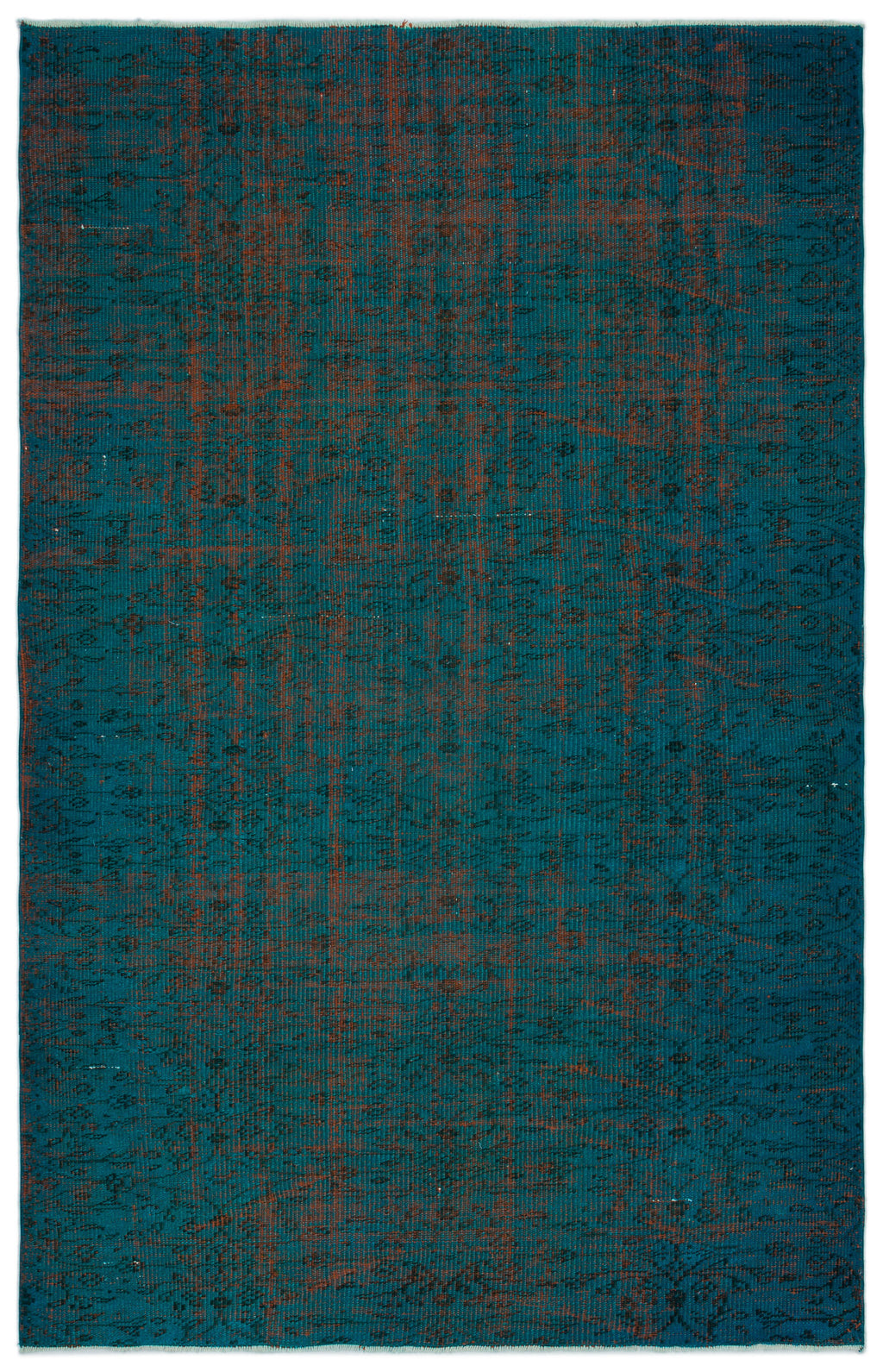 Turquoise  Over Dyed Vintage Rug 5'2'' x 7'11'' ft 158 x 241 cm
