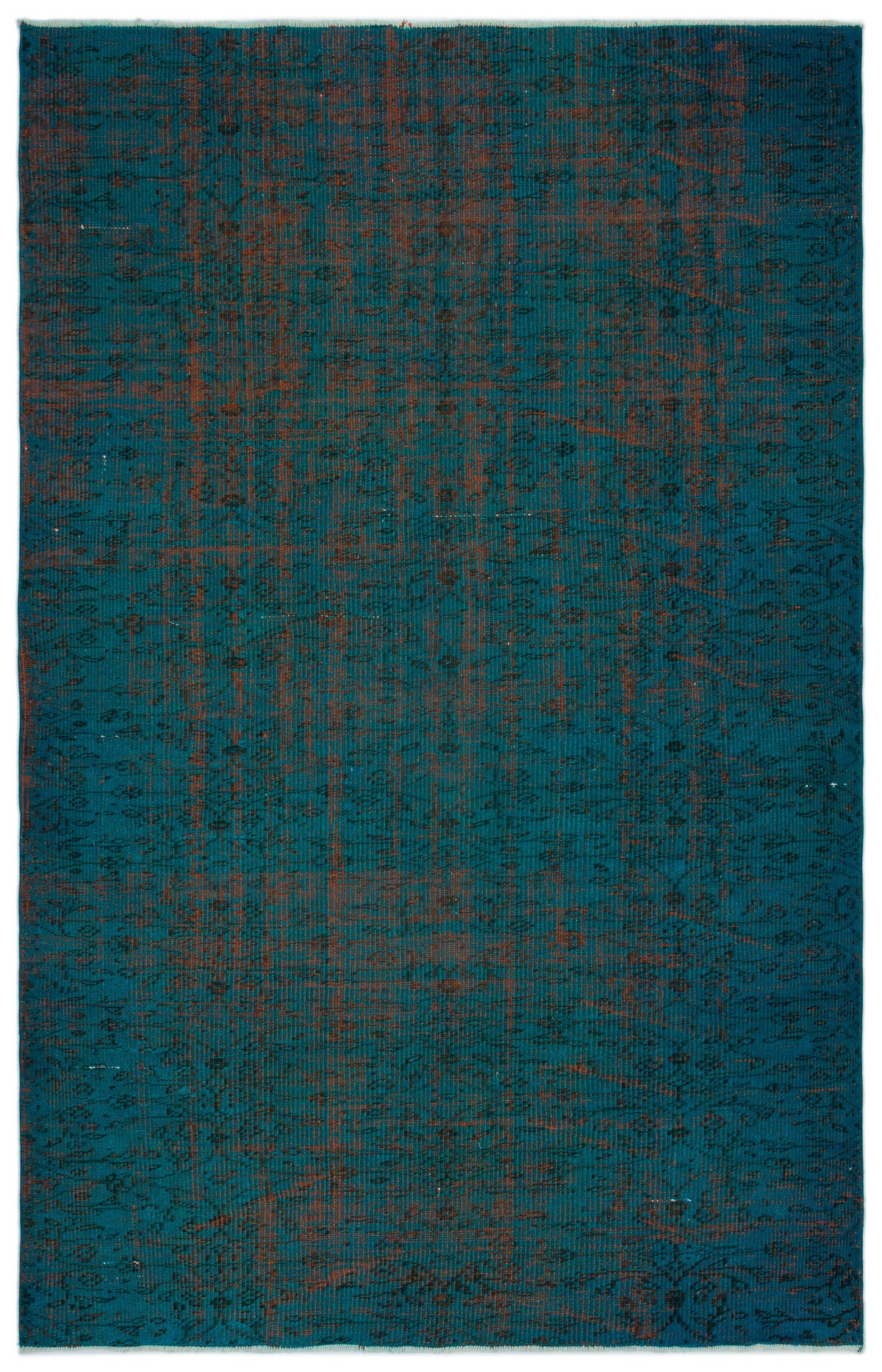 Turquoise  Over Dyed Vintage Rug 5&#39;2&#39;&#39; x 7&#39;11&#39;&#39; ft 158 x 241 cm