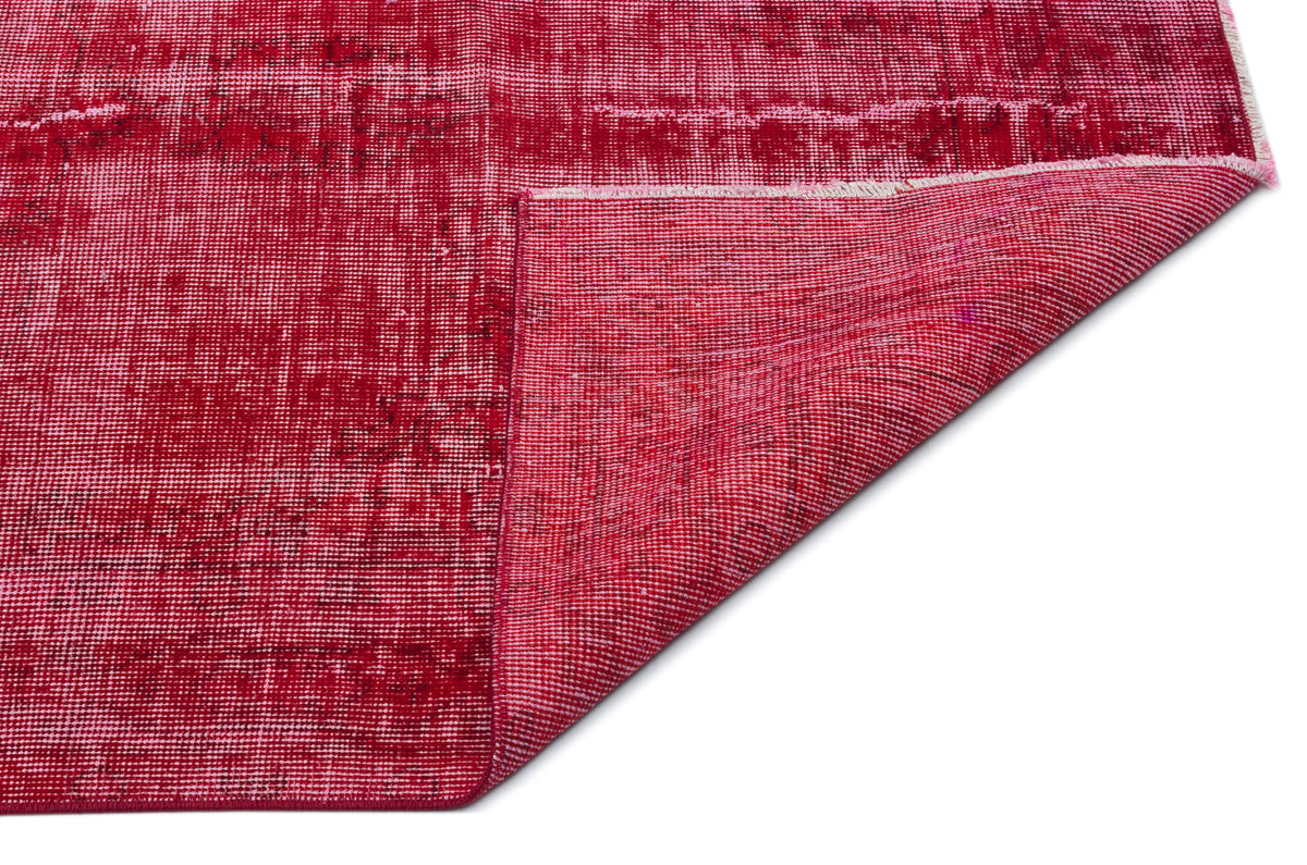 Red Over Dyed Vintage Rug 3&#39;8&#39;&#39; x 6&#39;10&#39;&#39; ft 112 x 208 cm