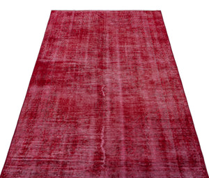 Red Over Dyed Vintage Rug 3'8'' x 6'10'' ft 112 x 208 cm