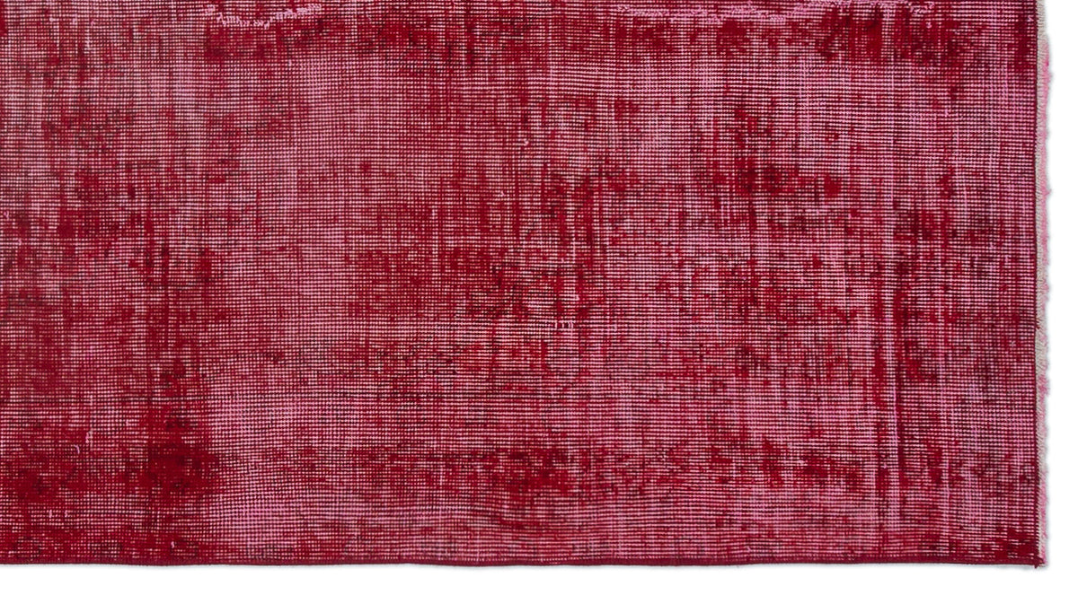 Red Over Dyed Vintage Rug 3&#39;8&#39;&#39; x 6&#39;10&#39;&#39; ft 112 x 208 cm