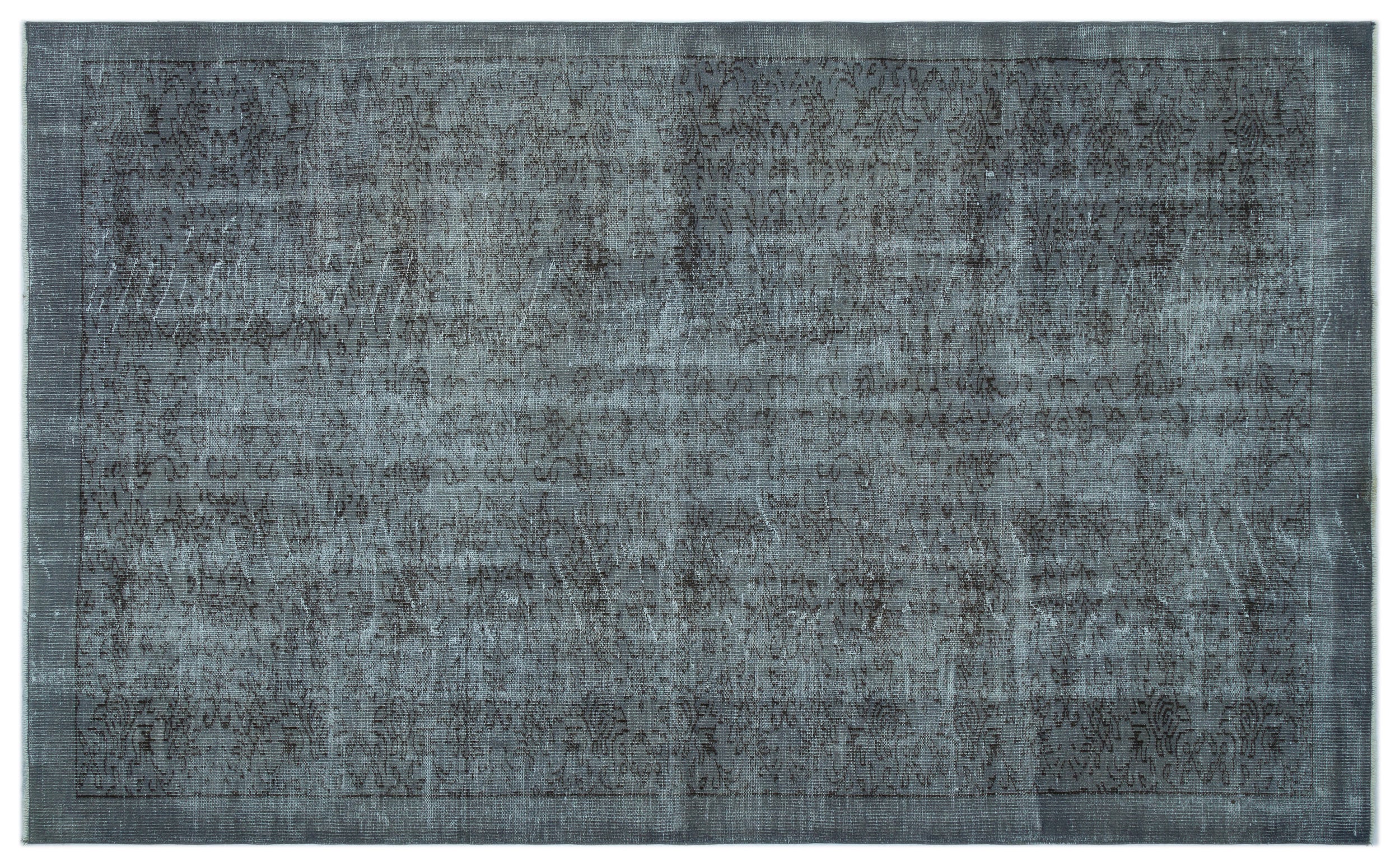 Gray Over Dyed Vintage Rug 5'7'' x 9'6'' ft 171 x 289 cm