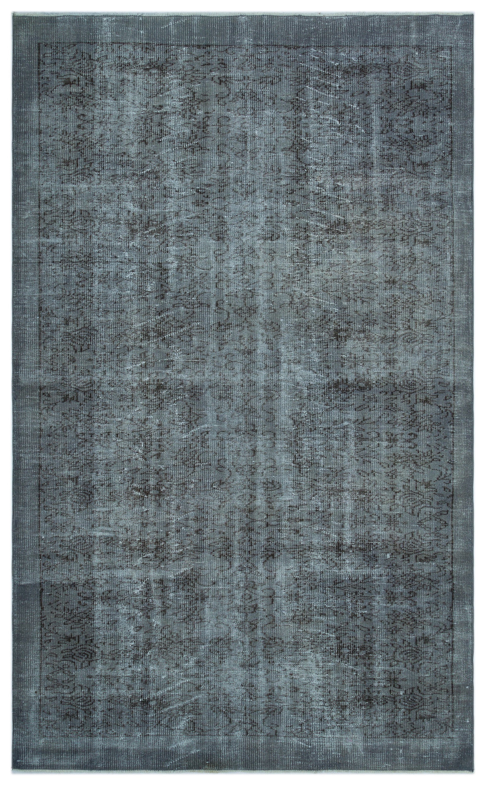 Gray Over Dyed Vintage Rug 5'7'' x 9'6'' ft 171 x 289 cm
