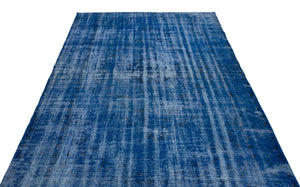 Blue Over Dyed Vintage Rug 5'11'' x 9'5'' ft 180 x 288 cm